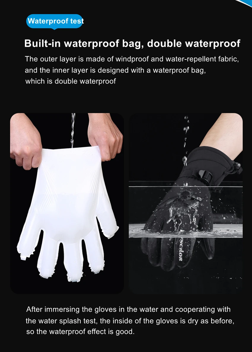 Winter Waterproof Snowboard Snow Warm Touchscreen Cold Weather Ski