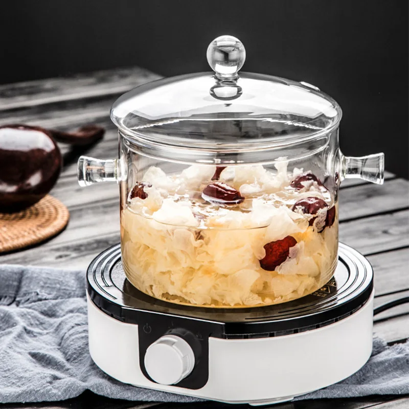 Free Sample Glass Pots for Cooking with Cover 1.5 Liter Glass  Heat-Resistant Stovetop Pot