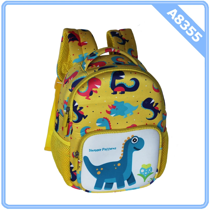 New design neoprenr cartoon dinosaur kindergarten children backpack kids school bags for girls boys