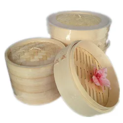 Customized Size high quality bamboo steamer 18cm 7cm depth steamer basket bamboo For Rice cooking