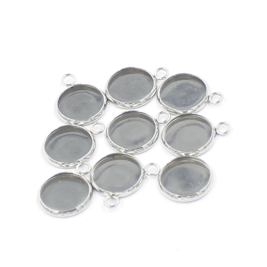 Stainless Steel Oval Round Square Pendant Cabochon Base Setting Tray Blank Charms for Jewelry Making Supplies Wholesale