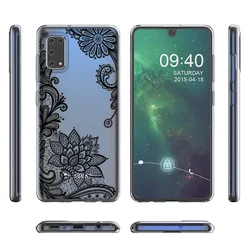 Black lace women design Clear TPU cell Phone Case For Samsung Galaxy A41 A61 A01