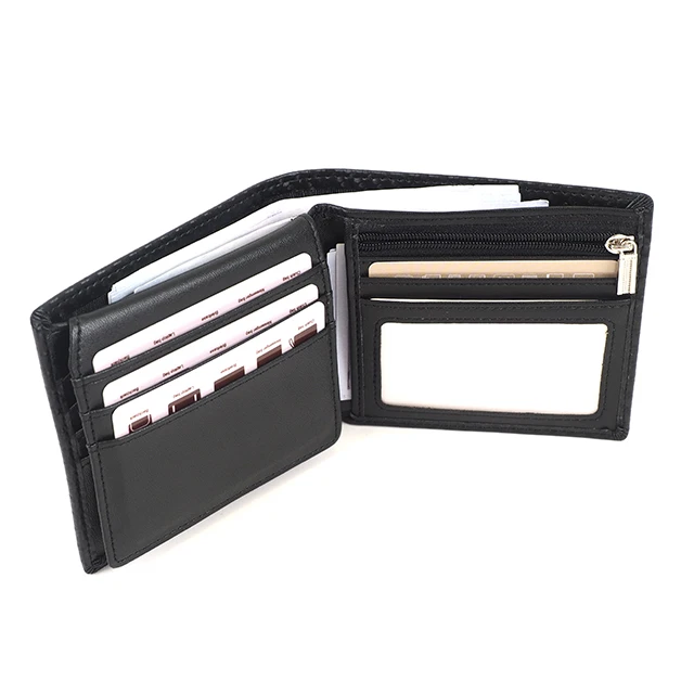Designer black minimalist genuine leather wallet for men cardholder wallet