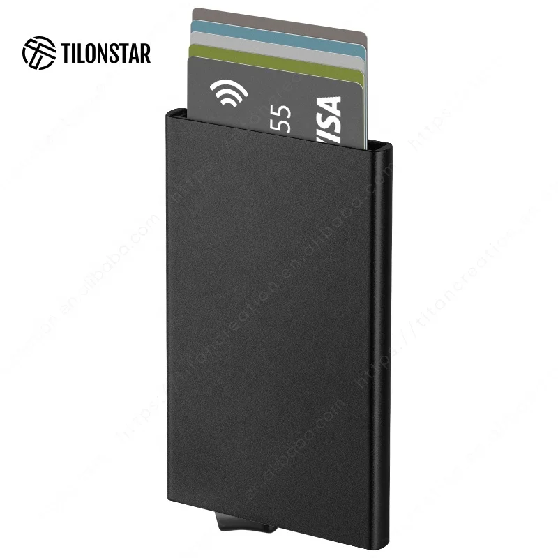 TILONSTAR Patented Credit Card Holder Rfid Wallet Aluminum Minimalist Wallet Pop Up Card Holder
