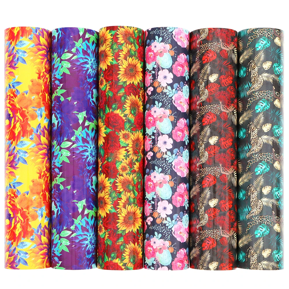 12inx5feet eco friendly realistic floral theme pattern self adhesive permanent vinyl sticker roll on mugs craft DIY