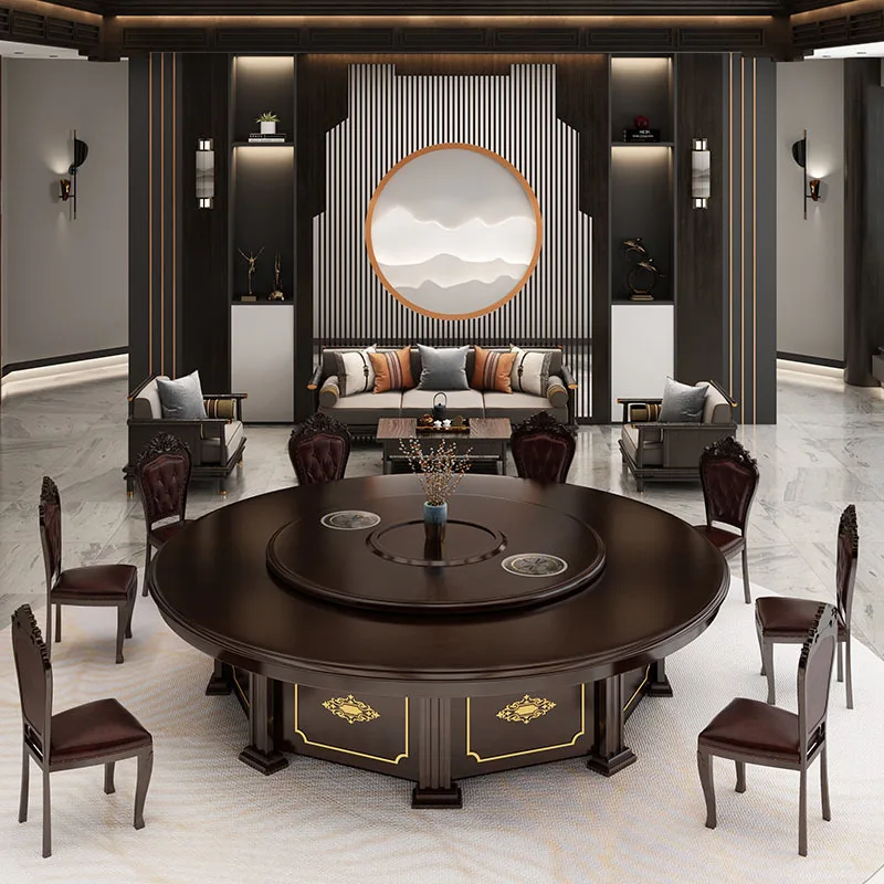 Dinner Table Restaurant Commercial Used Wooden Hotpot Table with Turntable