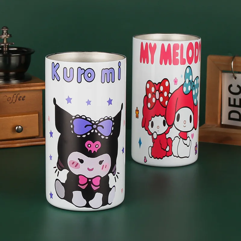 Botu 600ml Sanrioed Anime Series Thermos Mug Kawaii Kuromi Melody Straw Water Cup 304 Stainless Steel Cup