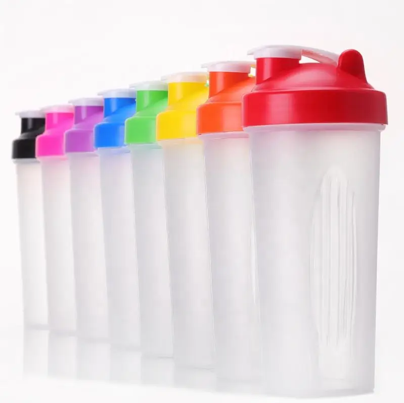 Protein Shaker Cup Plastic Sports Fitness Water Bottle With Lid