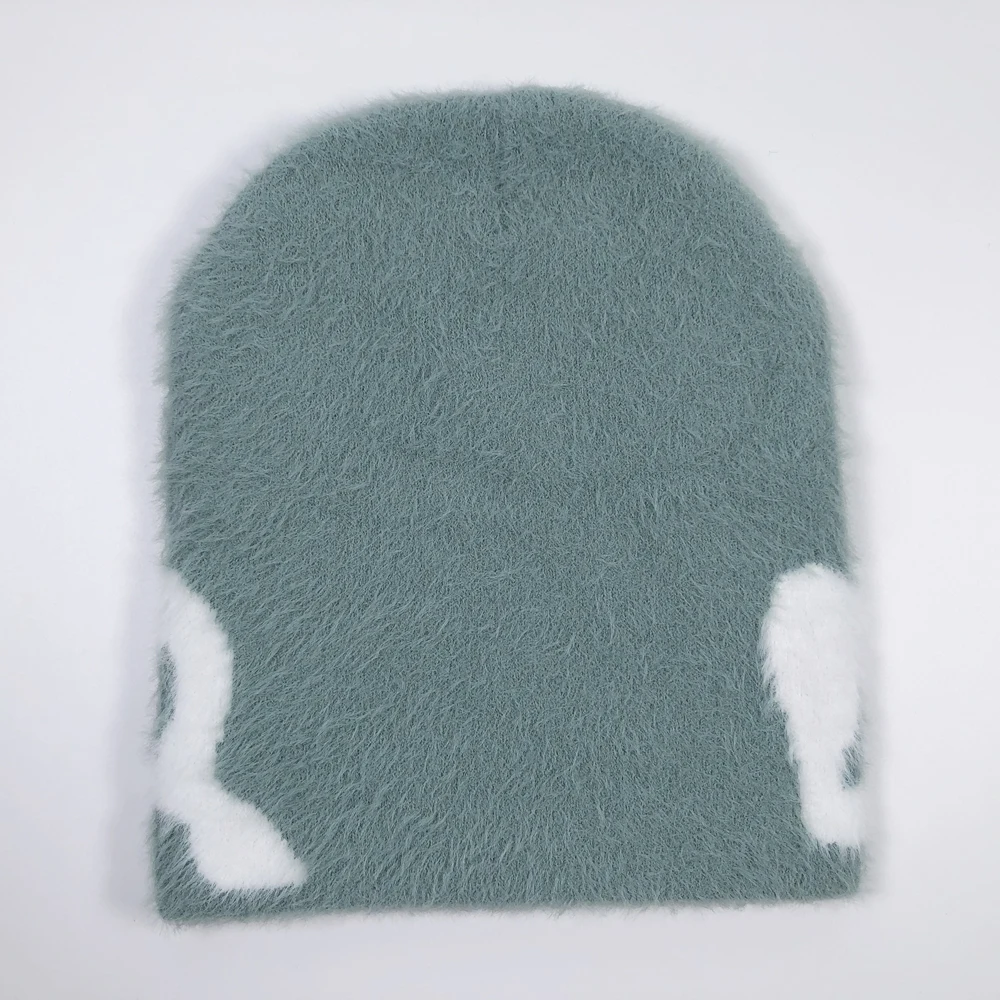 2024 Women fashion fuzzy meaculpa beanie Cute letter Y2K USA style knitting winter caps Custom logo cashmere soft mohair hat