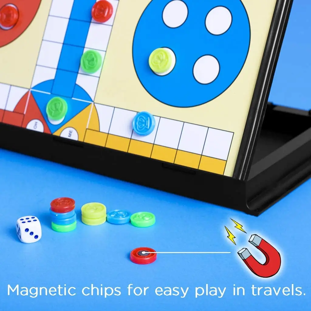 Travel Magnetic Game With Folding Board chess Checker Ludo Playing Card