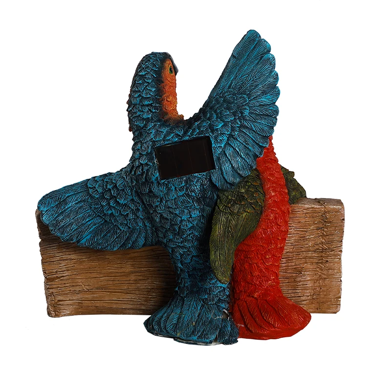 
Polyresin Solar welcome sign parrots statue resin animals figuren Succulents with solar light 