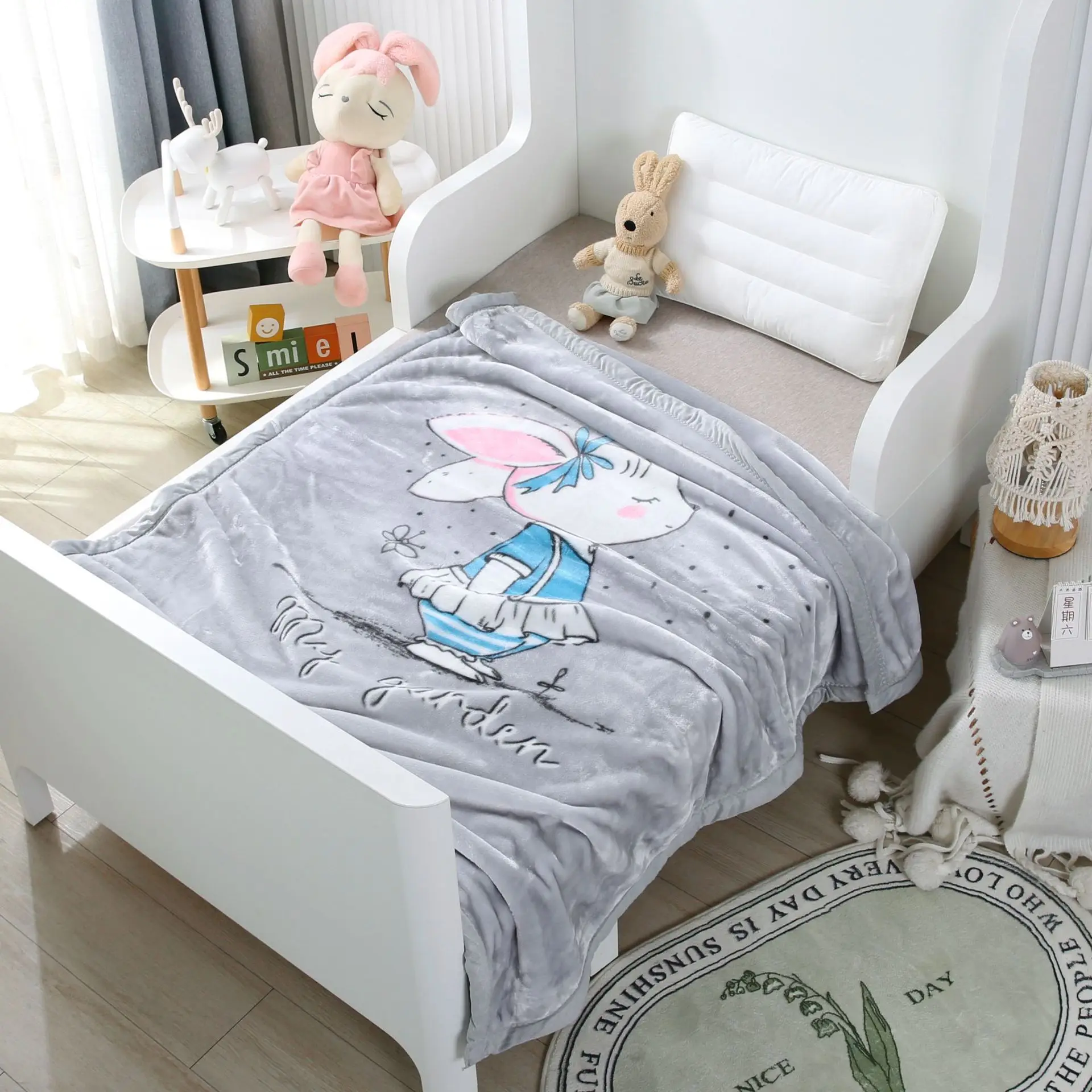 0.7KG 105*135CM Kids Raschel Blanket Cloud Flannel Sublimation Baby Soft Cartoon Korea Blankets for Bedding