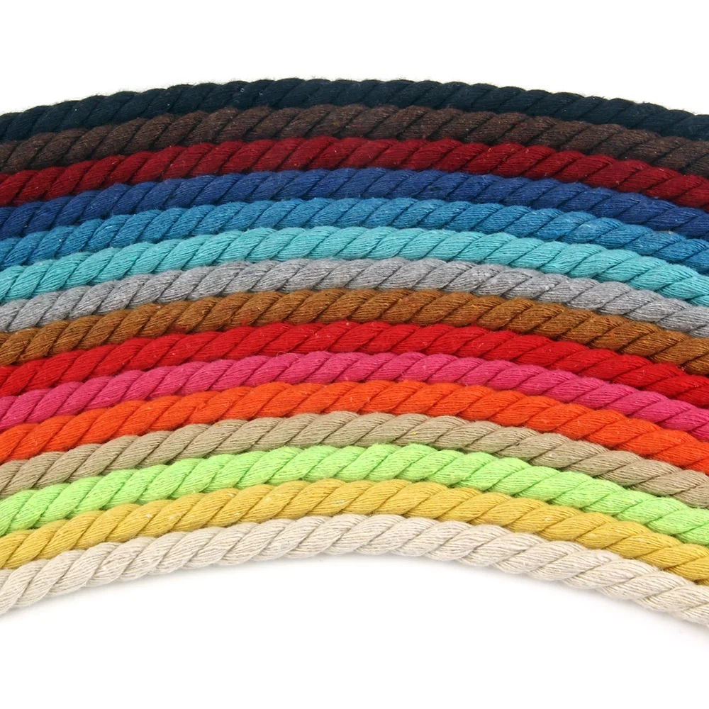Color 8mm macrame cord 1m cotton rope bulk buy For macrame hammock home Garment