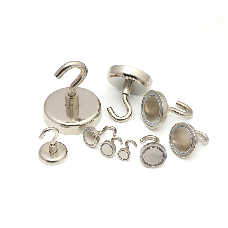 Durability high quality round base Neodymium Magnet open Hook Magnetic Hook Magnet