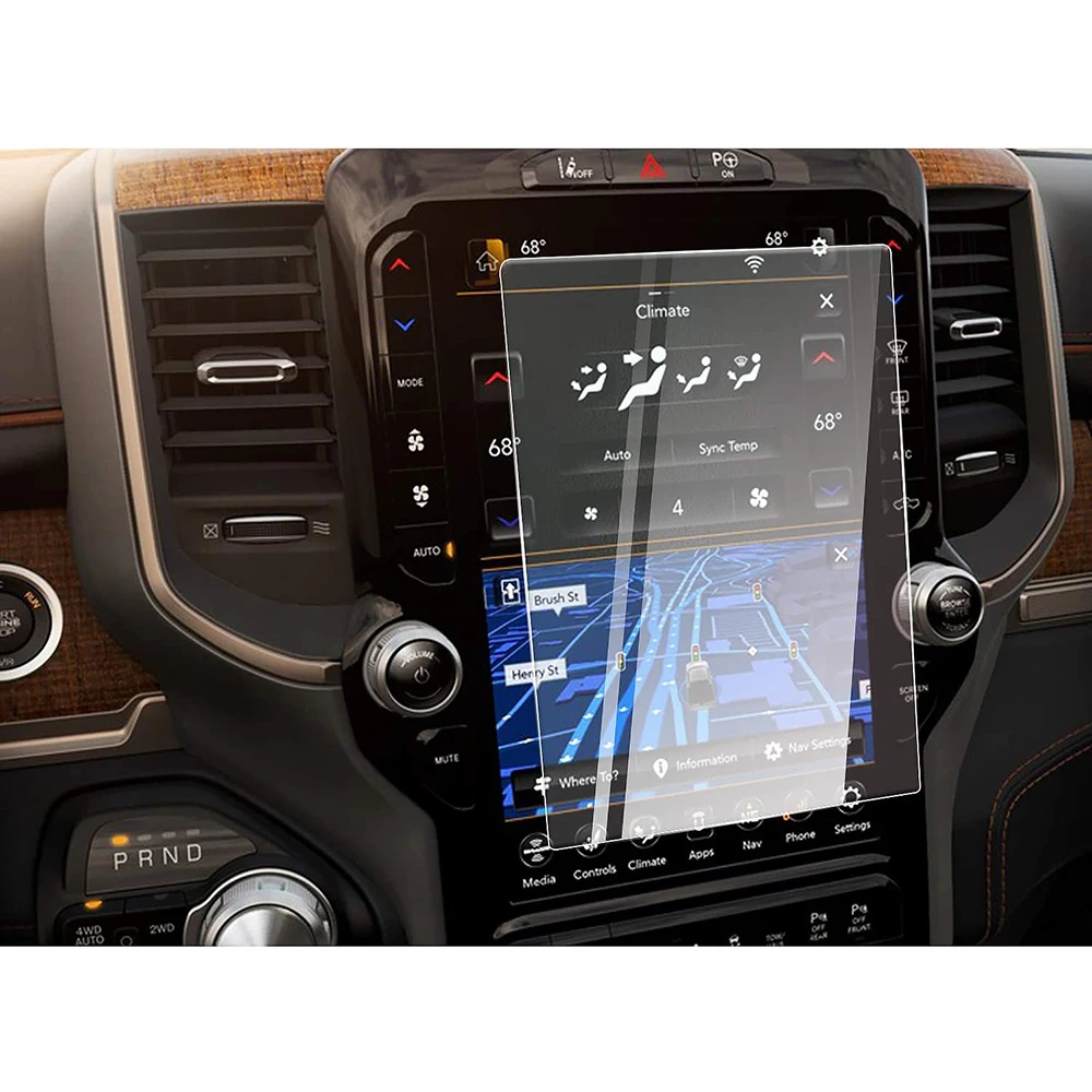 HD Tempered Glass Car Navigation Screen Protector Center Control Touch Screen Film For 2019-21 Dodge RAM 1500 2500 3500 Uconnect