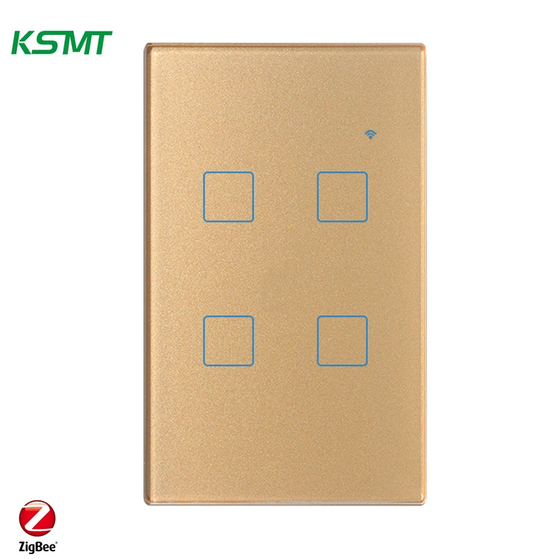KAISI smart switch US standard smart wireless switch 118 type zigbee smart 4 gang glass touch panel switch Vietnam Thailand