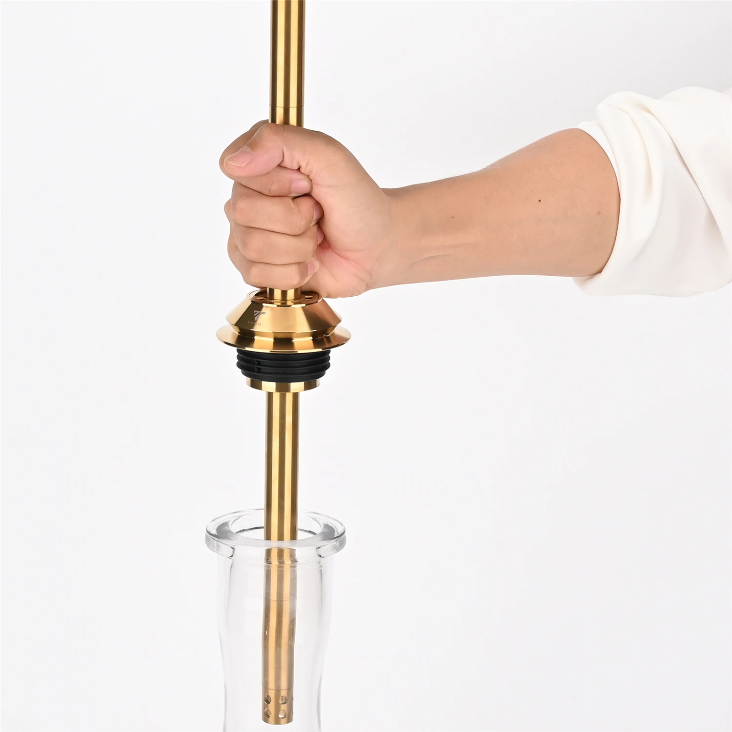 VYRO 55CM Top design Large Size single hose golden Shisha clear glass Hookah base set with out handle