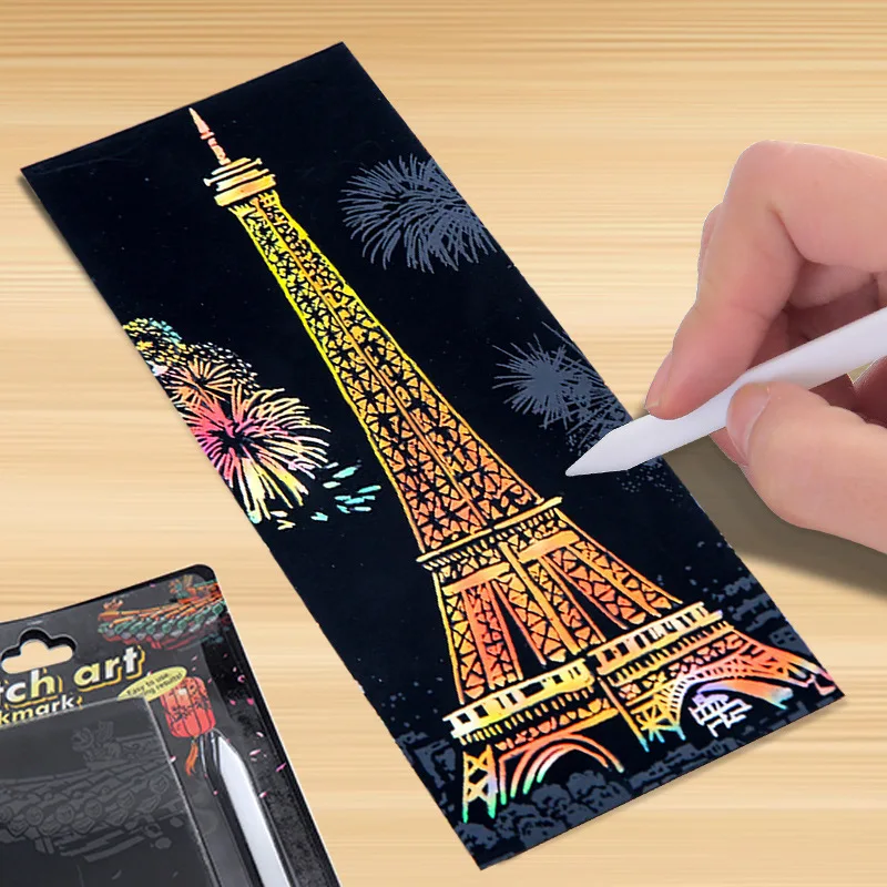 22x12cm 12pcs Air Ticket DIY Black Scratch off Art Engraving Art Paper Scratch Painting Rainbow Scratch Art for Children