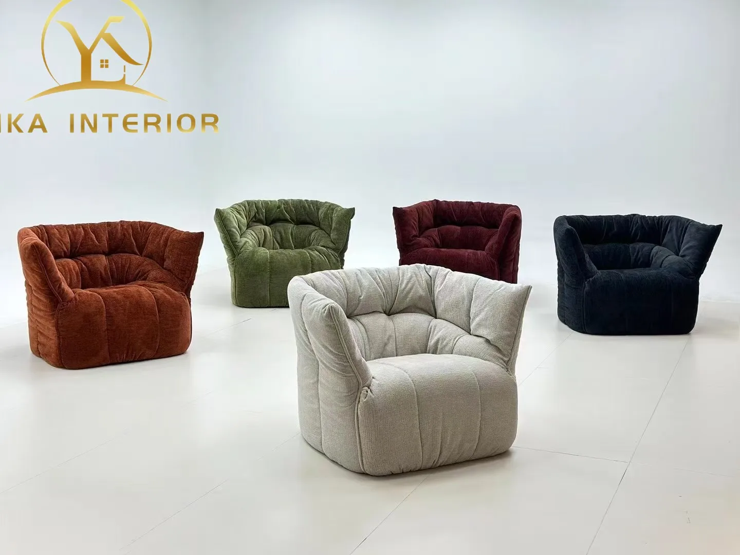 Modern Cozy Single Sofa Chair Soft Velvet Fabric High Density Sponge Colorful Leisure chair bedroom Corner Feature Bed