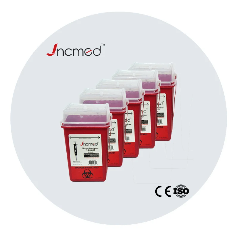 JCMED 1 quart sharp container sharps container biohazard needle disposal