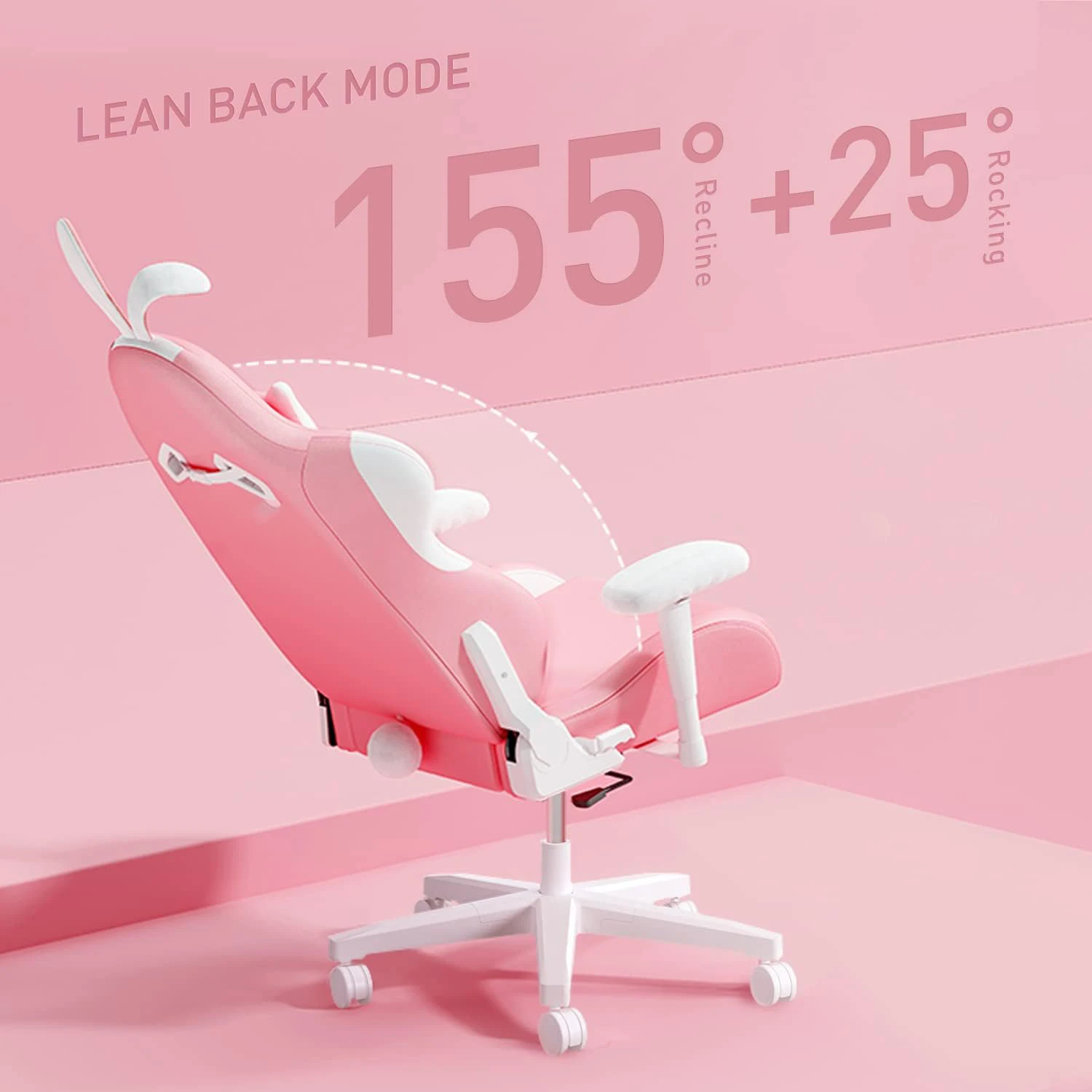Low Price 2 Years Warranty Poland Pink LED Rgb Massage Kawaii Cute Bunny Ears Ergonomic Recliner Chair Computer Chair for Girls