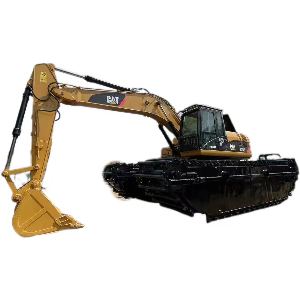 Japan caterpillar 320D 320DL Long boom 20ton 25ton Wetland Amphibious Excavator with pontoon low price on hot sale