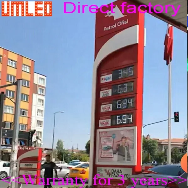 Outdoor Waterproof RF Remote Control RGB Led Gas Station Price Digits Display Board Led Price Sign Screen
