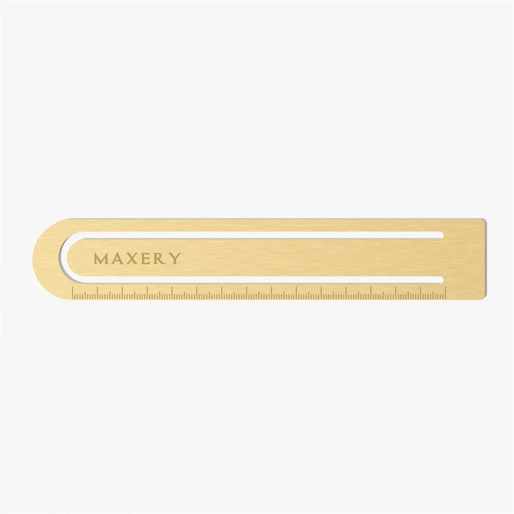 MAXERY оптовая продажа канцелярских товаров индивидуальный логотип винтажная латунь 15 см трафарет для книг металлическая