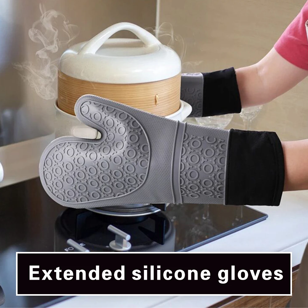 BPA free Kitchen Heat Resistant Silicone Cooking Gloves BBQ Silicone Gloves Heat Resistant Oven Gloves Mitts