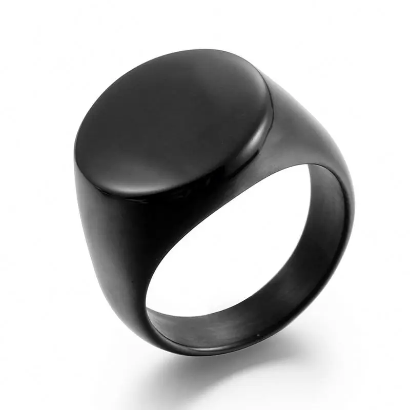 Gold Square Stainless Steel Men Signet Ring Compass Ring  Titanium Silver 316L Stainless Steel Rings