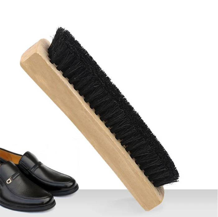 high quality square wooden handle horse hair shoe brush