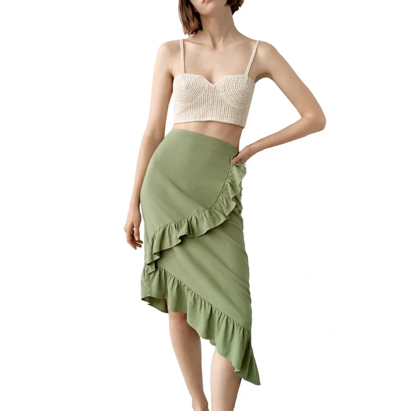 Customize Womens Asymmetrical Skirt Newest Model Skirt Latest Long Skirt Design