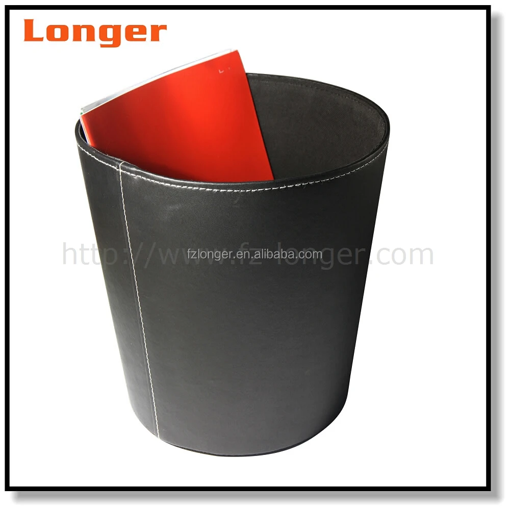 LG7137 Classic Leather  custom printing Waste Paper Basket, Storage Bin for Kitchen, Office and High Class Hotel Trash Cans
