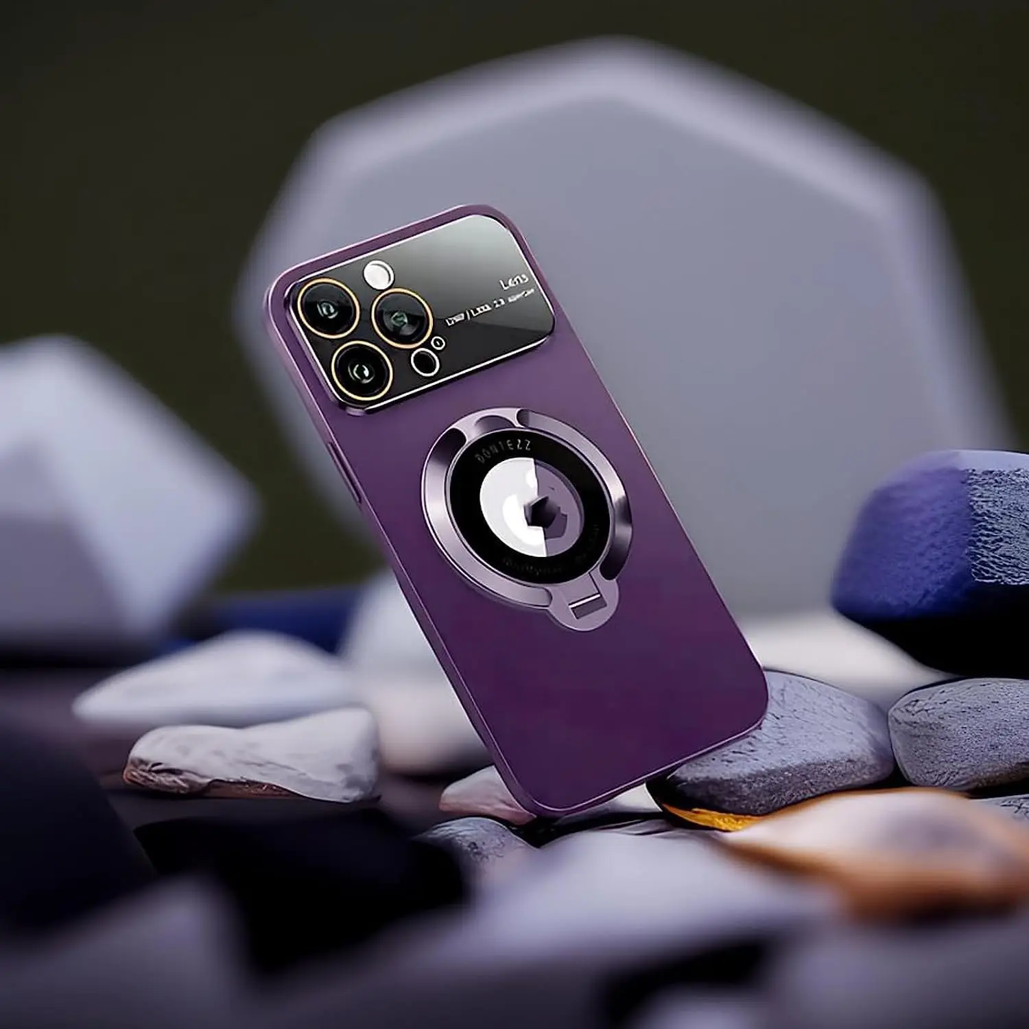 OEM PC Thin Magnet Ring Cover with Stand Wireless Charger Big Window Phone Case for iPhone 15 14 13 Pro Max