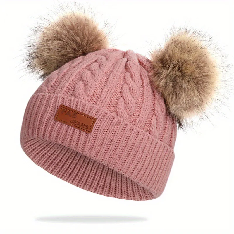 Cute kids Beanie Hat Dime Decorated Cold Hat Patch Knit Hat