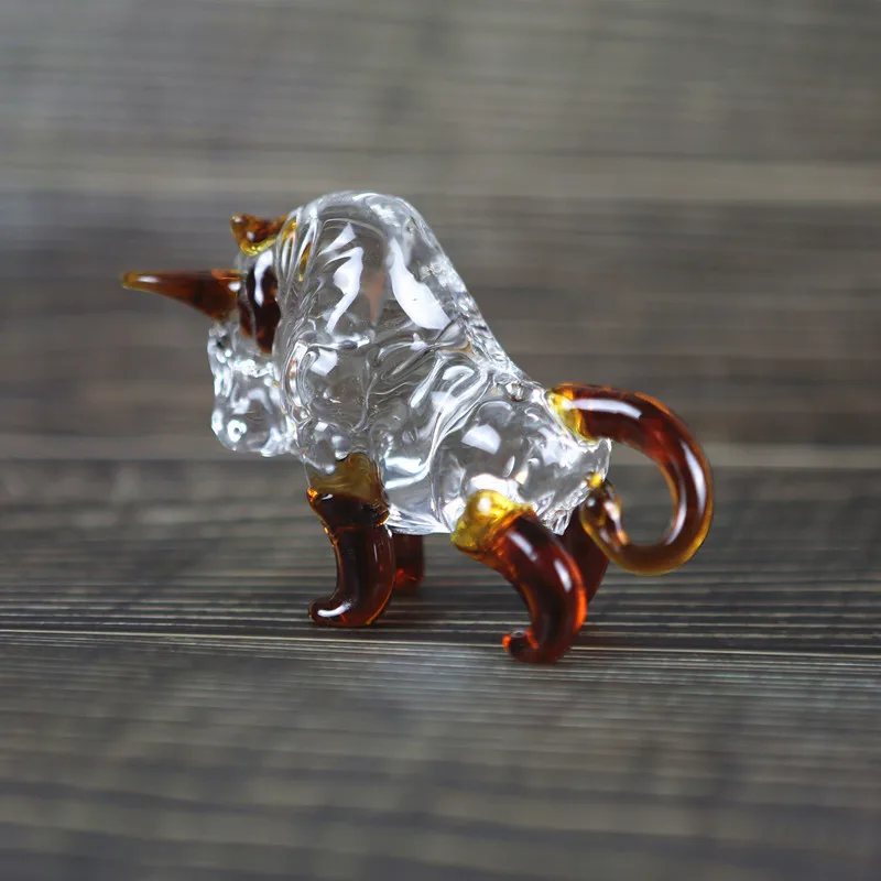 Wholesale Crystal Clear Bullfighting Cheap glass sculpture of a bull decorative crafts the chinese zodiac crystal animal
