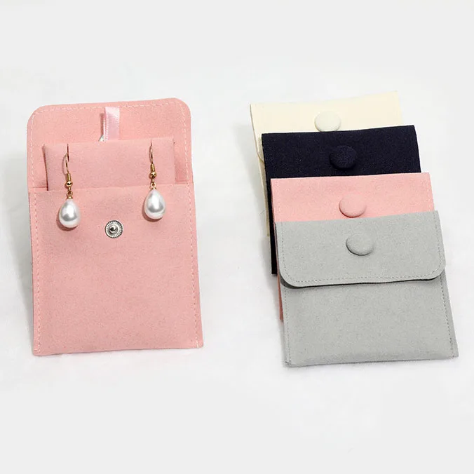 Custom Logo Jewelry Pouch Microfiber Jewelry Packaging necklace earings storage bag jewelry pouch with insert