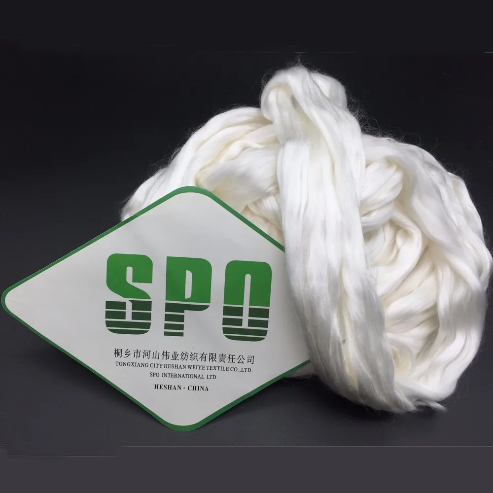 China 100% wholesale silk fiber ,muga silk fiber with silkworm cocoon, silk noil fiber from mulberry silk of the fourth step