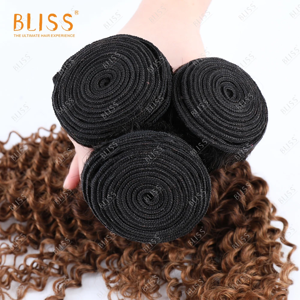 Bliss Color Hair Bundles T1b-4-30 Kinky Curly Bundles Virgin Cuticle Aligned Human Hair Peruvian Hair Wholesale