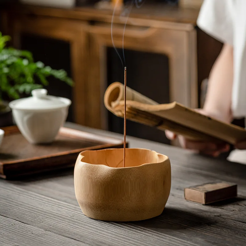 Incense Stick Holder Burner Censer Chinese Style Antique Bamboo Lotus Incense Burner Table Lying Incense Table Decoration