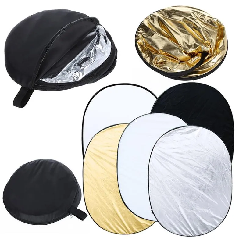 
90*120cm 5 in 1 Lighting Reflectors oval Collapsible Multi-Disc with carrying Bag for photography backdrop 