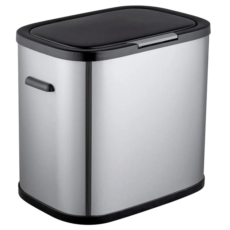 60L 16GAL Stainless Steel Smart Waste Bin Rectangular Design with Sensor for Garbage Storage Saves Space for Hotels Hospitals