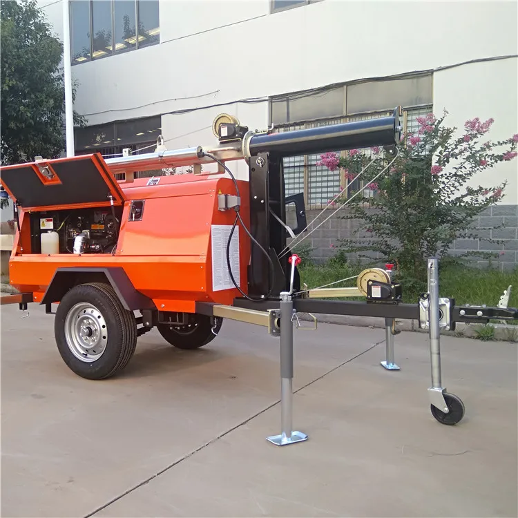 portable mobile 9m high mast lighting tower with famous brand diesel engine 4TN4000 for construction site