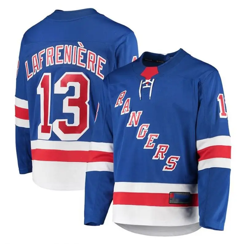 custom Stitched New york ranger 10#Panarin 20# Kreider 23# 24#Kakko 13# Lafreniere 93#Zibanejad 42#17#8# Ice HockeyJersey