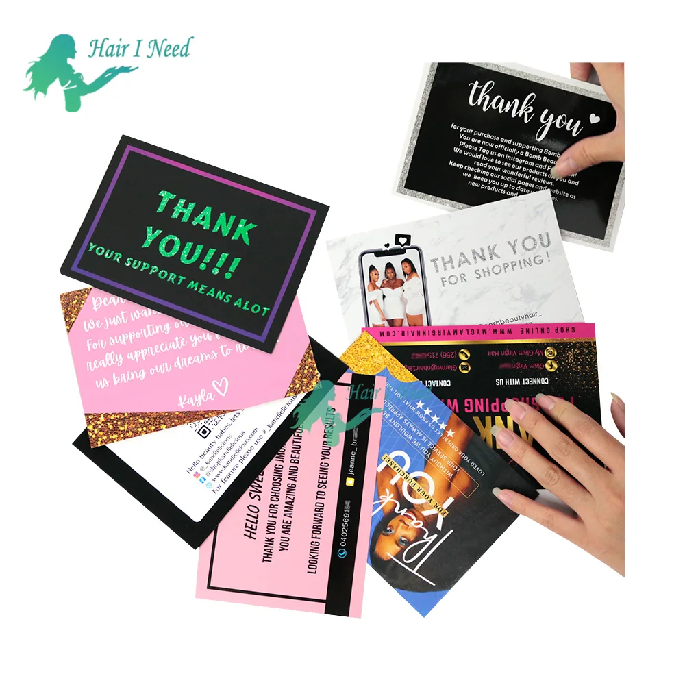 luxury personalized Custom logo Thank You paper Card for hair extension business