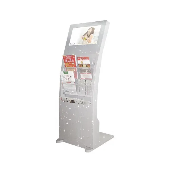 Customized different color sizes magazine Net shelf holder ARC special floor standing advertising player