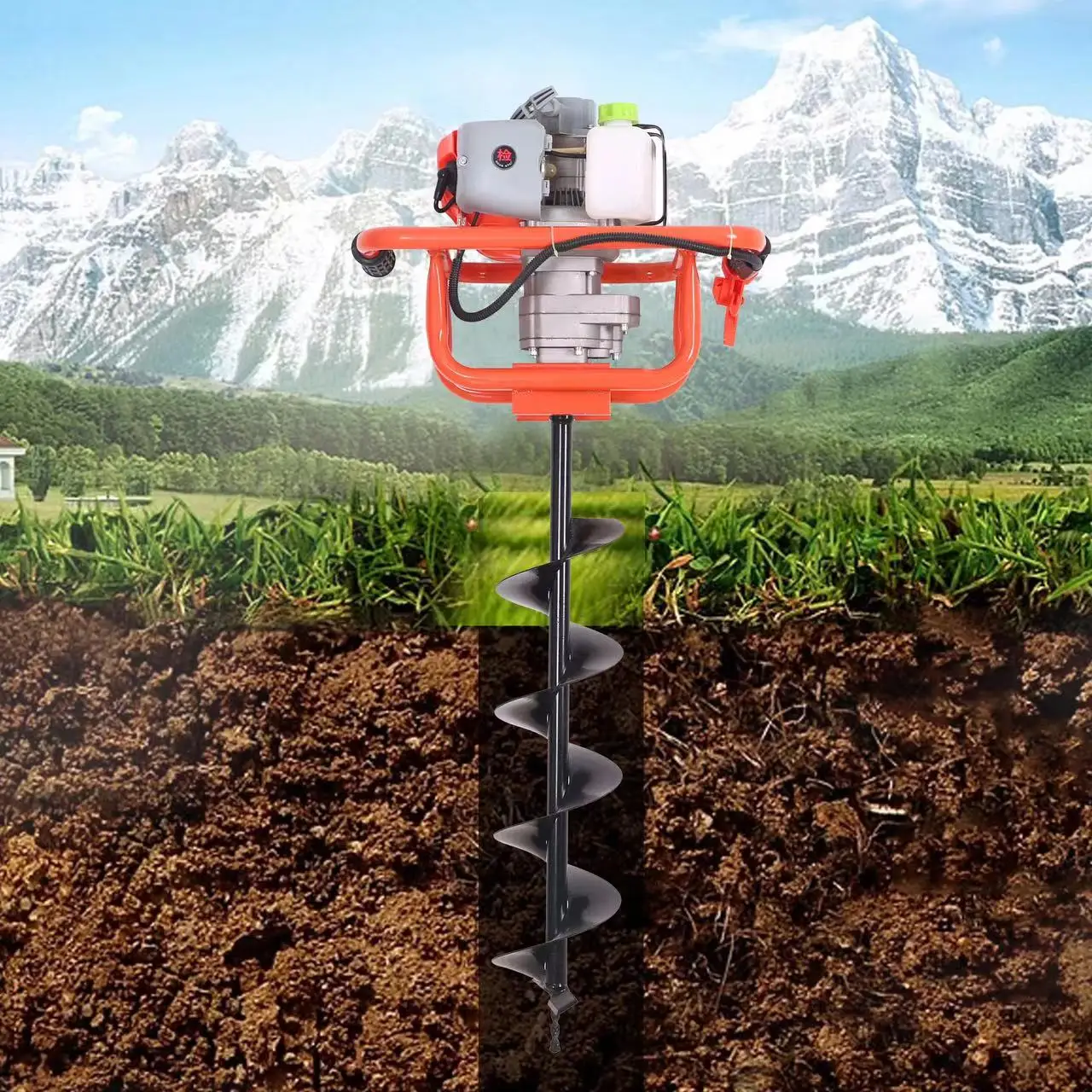 Safety Assured  52cc Ground Drilling Gasoline Earth Auger Hydraulic Manual Earth Auger