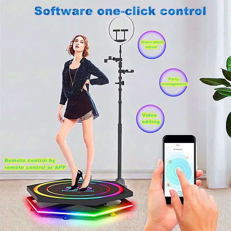 Hexagonal  hot sale 360 rotating stage Photo Booth Camera Photobooth 360 Video Booth 360 Spinner for Party Wedding