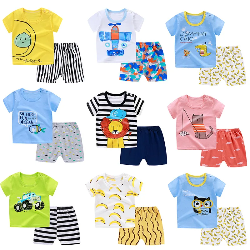 Children 1-5 years old short sleeve set baby T shirt cotton short sleeve shorts kids cross-border wholesale baby summer children