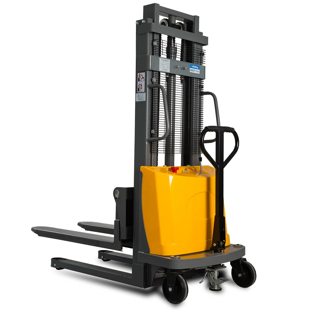1500kg 2000kg 1600mm 2000mm Hot sale rechargeable semi-electric stacker with one year warranty